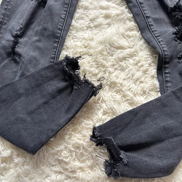 American Eagle Outfitters Charcoal Distressed Skinny Jeans - Picture 5 of 16